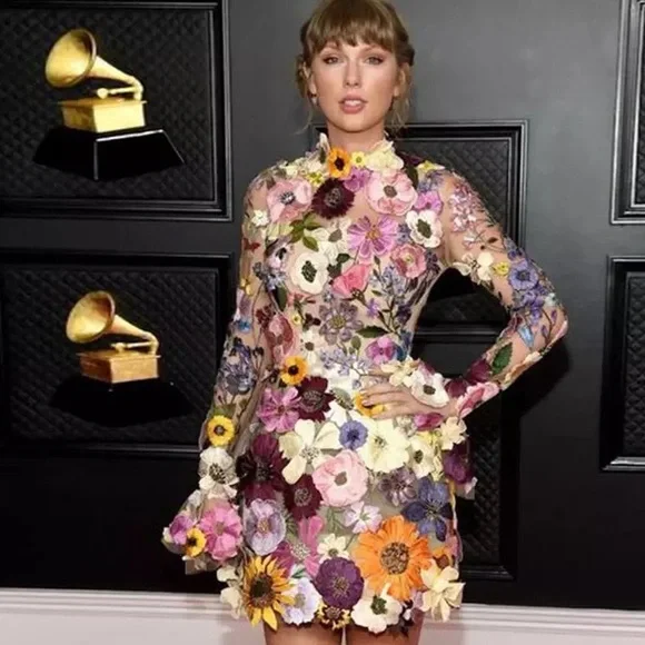 Embroidered Flowers Bell Skirt Mini Dress, Designed With Luxury In Mind, NOW IN! - Picture 6 of 16